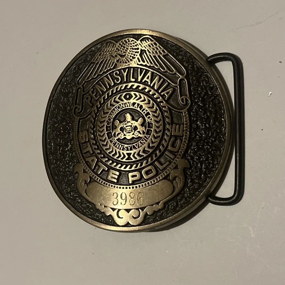 Pennsylvania State Police 75th Anniv Solid Bronze Vintage Belt Buckle Obsolete